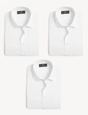 3 pcs. Marks & Spencer regular fit short sleeve shirts, white