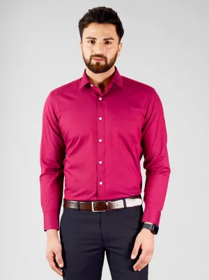 Fuschia Pink Self Design Regular Fit Formal Shirt | Greenfibre